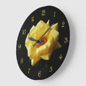 Grande Horloge Ronde Yellow Rose On Black Yellow Script Numbers (Angle)