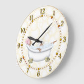 Grande Horloge Ronde yellow Shiny Numbers Bathroom Bubbles (Angle)