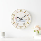 Grande Horloge Ronde yellow Shiny Numbers Bathroom Bubbles (Maison)