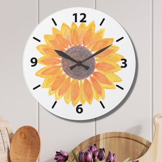 Grande Horloge Ronde Yellow Sunflower Large Clock