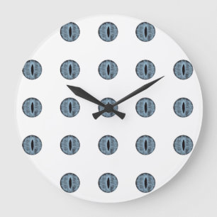 Grande Horloge Ronde Yeux à points bleu d'Halloween