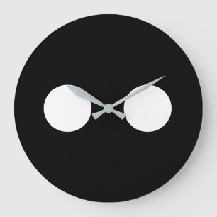 Grande Horloge Ronde Yeux noirs et blancs Drôle Mignon Visage Tendance