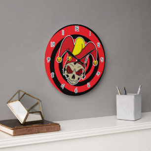 Grande Horloge Ronde Yeux Tourbillonnants Joker Mort Fou Graphiques (Ro