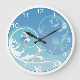 Grande Horloge Ronde Yin et Yang bleu et vert