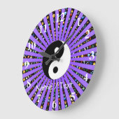 Grande Horloge Ronde Yin et Yang mauve emoji (Angle)