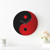 Grande Horloge Ronde Yin Yang Clock in Red and Black (Maison)