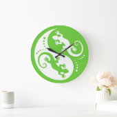 Grande Horloge Ronde YIN & YANG Geckos white + votre arrière - plan & i (Maison)