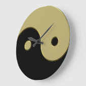 Grande Horloge Ronde yin yang noir et or (Angle)
