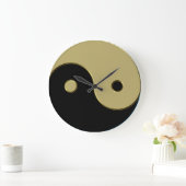 Grande Horloge Ronde yin yang noir et or (Maison)