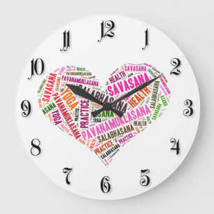 Grande Horloge Ronde Yoga heart shape words design