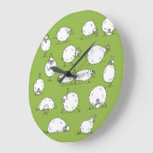 Grande Horloge Ronde Yoga Sheep : Whimsical Sketch Fun. (Angle)