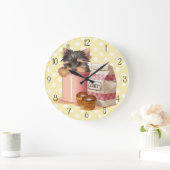 Grande Horloge Ronde Yorkie et cupcakes au chocolat (Maison)