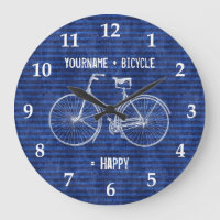 You Plus Bicycle Equals Happy Antique Stripes Blue