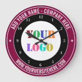Grande Horloge Ronde Your Business Logo Custom Text Company Wall Clock (Recto)
