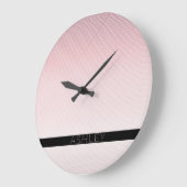 Grande Horloge Ronde Your Name | Thin Rose Ombre & White Stripes (Angle)