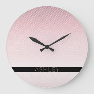 Grande Horloge Ronde Your Name Thin Rose Ombre & White Stripes