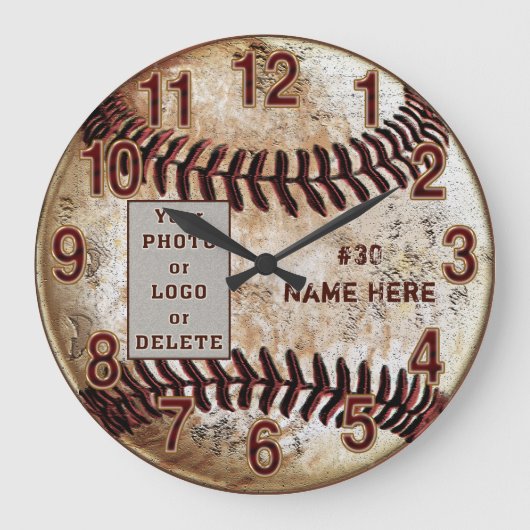 Grande Horloge Ronde Your Photo, Logo Personalized Baseball Wall Clock (Recto)