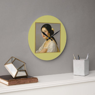 Grande Horloge Ronde "Yuki Mori" Portrait de femme aux beaux-arts