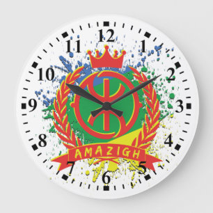 GRANDE HORLOGE RONDE Z IMAZIGHEN SUR LES COULEURS AMAZIGH 