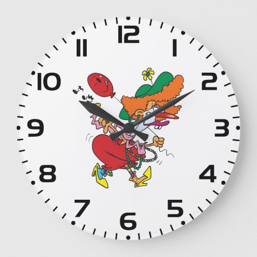 Grande Horloge Ronde Zany Woman Running Clown (Recto)