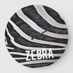 Grande Horloge Ronde Zebra Fur noir et blanc Design pour Amoureux des a