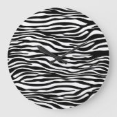 Grande Horloge Ronde Zebra Print, Zebra Stripes, Noir Et Blanc (Recto)