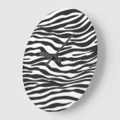 Grande Horloge Ronde Zebra Print, Zebra Stripes, Noir Et Blanc (Angle)