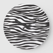 Grande Horloge Ronde Zebra Print, Zebra Stripes, Noir Et Blanc (Recto)