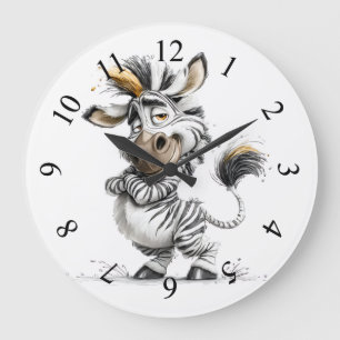 Grande Horloge Ronde Zèbre fantaisiste