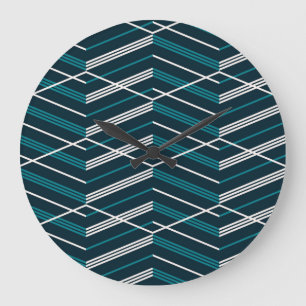 Grande Horloge Ronde zigzag Abstrait : élégant vintage géométrique.