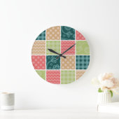 Grande Horloge Ronde Zigzag, Chevron, En vichy, Pois, Patchwork (Maison)