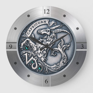 Grande Horloge Ronde Zodiac ~ Capricorne ~ Céleste ~ Astrologie occiden