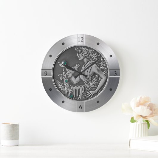 Grande Horloge Ronde Zodiac ~ Virgo ~ Celestial ~ Astrologie occidental (Maison)