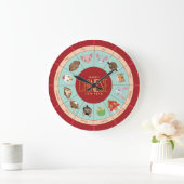 Grande Horloge Ronde Zodiaque chinois avec de mignons caractères Horlog (Maison)