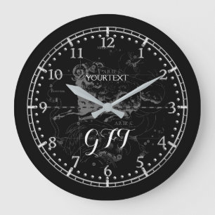 Grande Horloge Ronde Zodiaque vintage personnalisé de constellation de