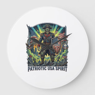 Grande Horloge Ronde Zombie Patriotique Général Zombie Patriotique Apoc
