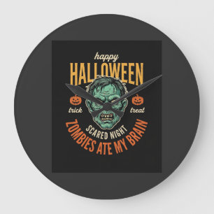 Grande Horloge Ronde Zombies d'Halloween Ont Mangé Mon Cerveau
