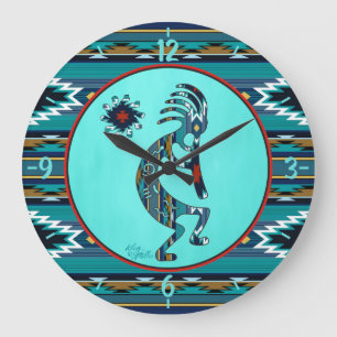 Grande horloge Turquoise Kokopelli