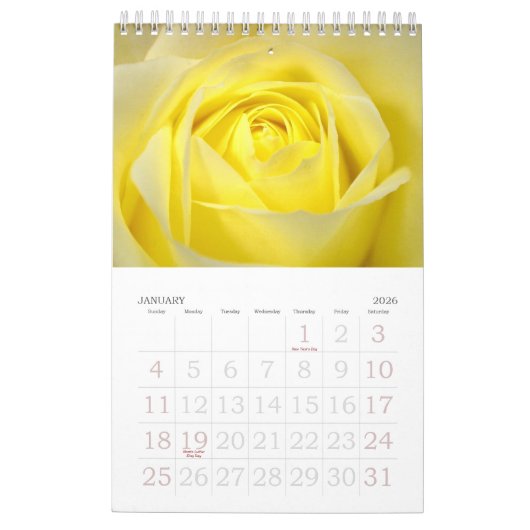 Grande impression Petits Roses Calendrier - Page u (Jan 2026)