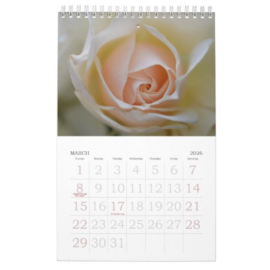 Grande impression Petits Roses Calendrier - Page u (Mar 2026)