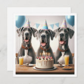 Grande invitation Dane anniversaire, Fête de chien (Devant / Derrière)