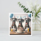 Grande invitation Dane anniversaire, Fête de chien (Debout devant)