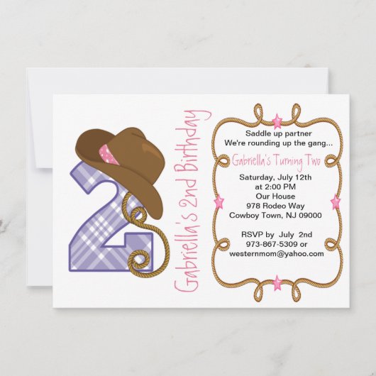 Grande invitation occidentale d'anniversaire de (Devant)