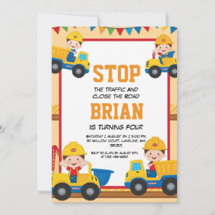 grande machine construction invitations d'annivers