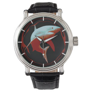 Grande montre d'illustration de requin blanc