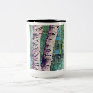 Grande Mug à deux tons de bouleaux Abstraits