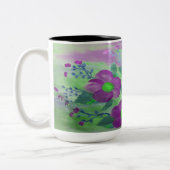 Grande Mug à fleurs violet et vert citron (Gauche)