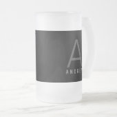 Grande Mug de café Monogramme Gris & Blanc Moderne (Devant droit)