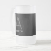 Grande Mug de café Monogramme Gris & Blanc Moderne (Devant gauche)