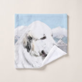Grande peinture pyrénéenne - Art original du chien (Gant de toilette)